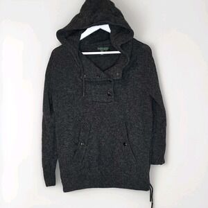 Lauren Ralph Lauren Active Wool Sweater Pullover 1/4 Snap Heather Gray Pocket